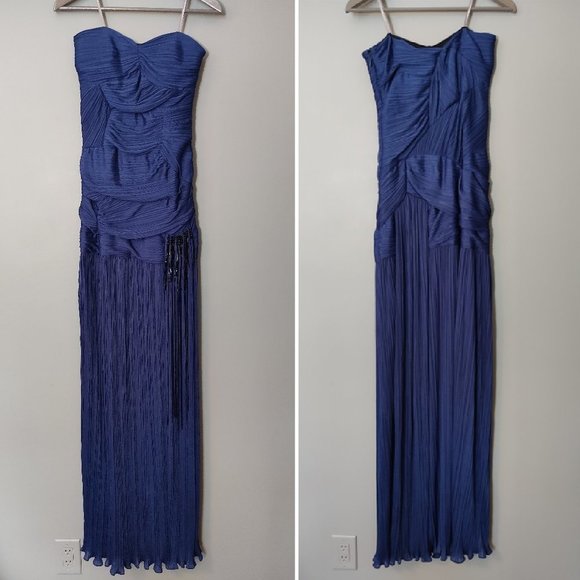 Blue Beaded Maxi Dress by Halston Heritage - Picture 2 of 13